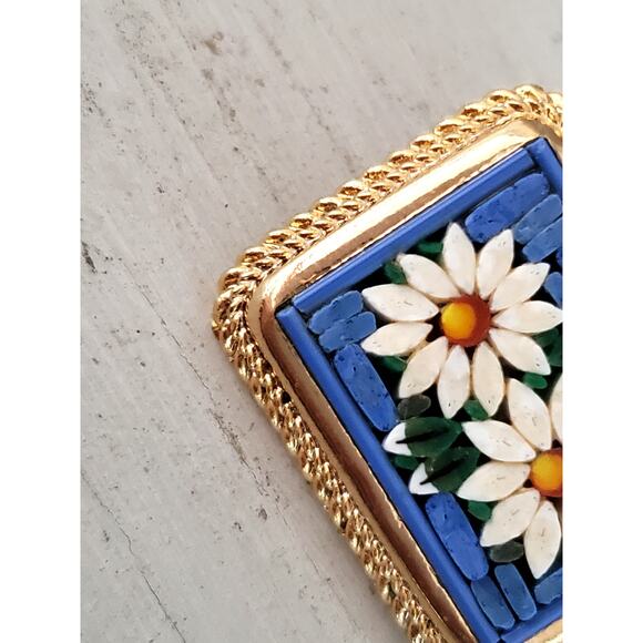 Vintage Mini Italian Mosaic Tile Pin Brooch - Picture 3 of 6